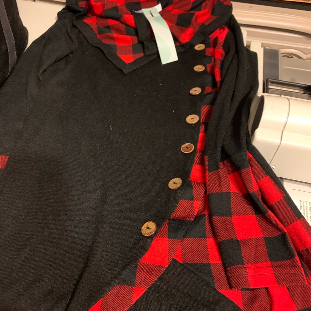 Plaid button cowl neck flannel long women’s shirt tunic 8